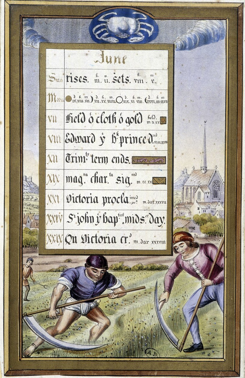 Junikalender og kreftens tegn - i "" Hours d