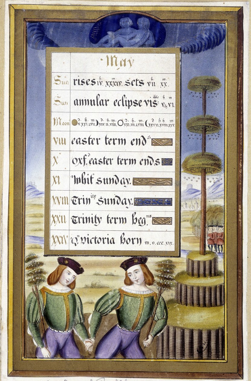Mai: Mai-tre (Gemeaux) - faksimile av timene til Anne av Bretagne, av Jean Bourdichon av Jean (after) Bourdichon