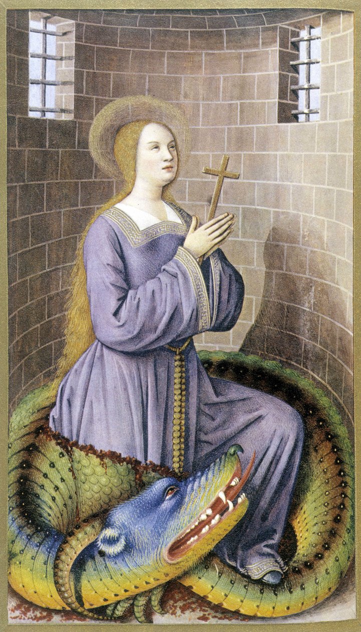 Saint Margaret, etter Jean Bourdichon, "The Hours of Anne of Bretagne" av Jean (after) Bourdichon