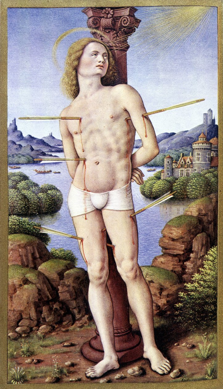 Saint Sebastian - av Jean Bourdichon, i "The Hours of Anne of Brittany"" av Jean (after) Bourdichon