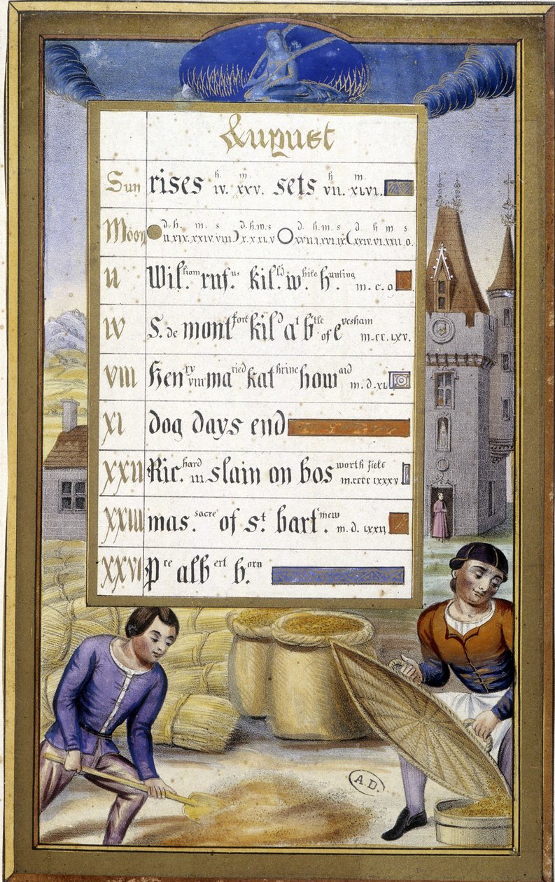 Innhøstingen (tegnet på jomfruen) - faksimile av timene til Anne av Bretagne, av Jean Bourdichon av Jean (after) Bourdichon