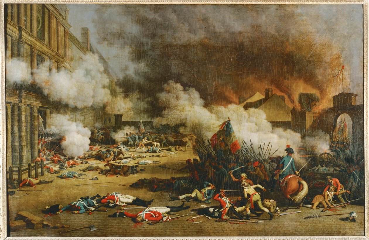 Stormingen av Palais des Tuileries … av Jean (after) Duplessis-Bertaux