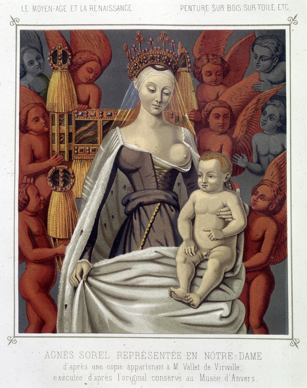 Agnes Sorel (1422-1450) (Lady of Beaute sur Marne) (Beaute-sur-Marne) representert i Notre Dame av Jean (after) Fouquet
