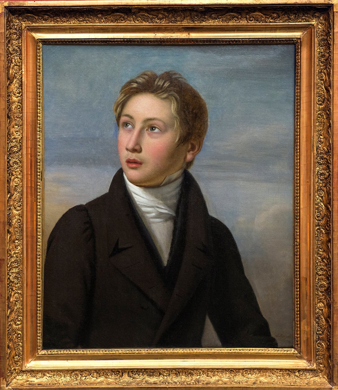 The Portrait of Liszt Child - Portrait of Franz Liszt (1811-1886), av Jean Vignaud (1775-1826) i 1826 - Museum of Fine Arts of Nimes av Jean (after) Vignaud