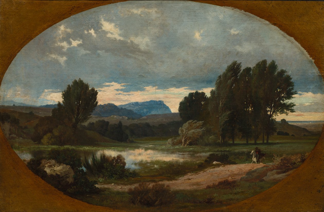 Landskap med rytter på hvit hest, 1846. av Jean Achille Benouville