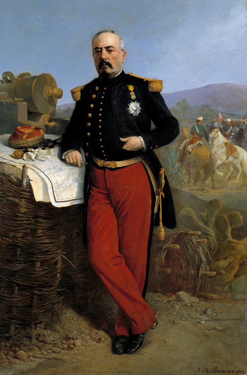 Achille Bazaine (1811-1888) marechal of the Empire i 1864: portrett av Francois Achille Bazaine (Francois-Achille) som representerer sjefen for den franske ekspedisjonsstyrken i Mexico mellom 1863 og 1867, Maleri av Jean Adolphe Beauce (18758, 18758) av Jean Adolphe Beauce