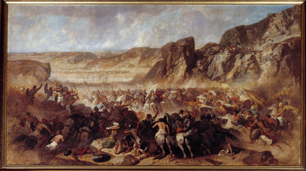 Episode of the Retreat of the Ten Thousand (Illustration of the Anabase”” av Xenophon) The Ti Thousand er greske leiesoldater vervet av den persiske prinsen Kyros den yngre (424-401 f.Kr.) i hans kamp mot broren Artaxerxes II (404 -358) f.Kr.). Painti av Jean Adrien Guignet