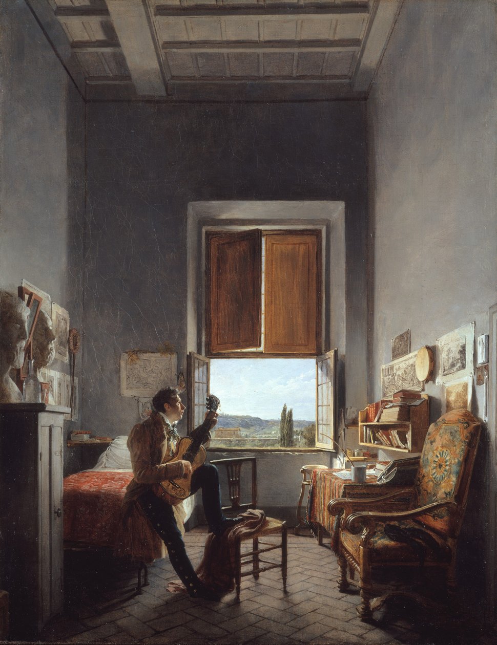 Léon Pallière 1787-1820 på rommet hans i Villa Medici, Roma, 1817. av Jean Alaux
