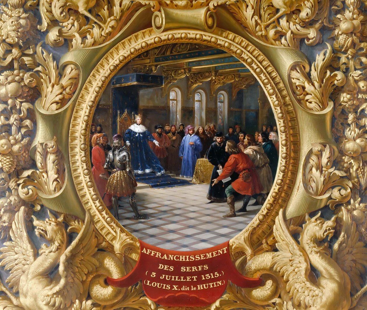 Ludvig X den rampete frigjør de livegne i 1315 av Jean Alaux
