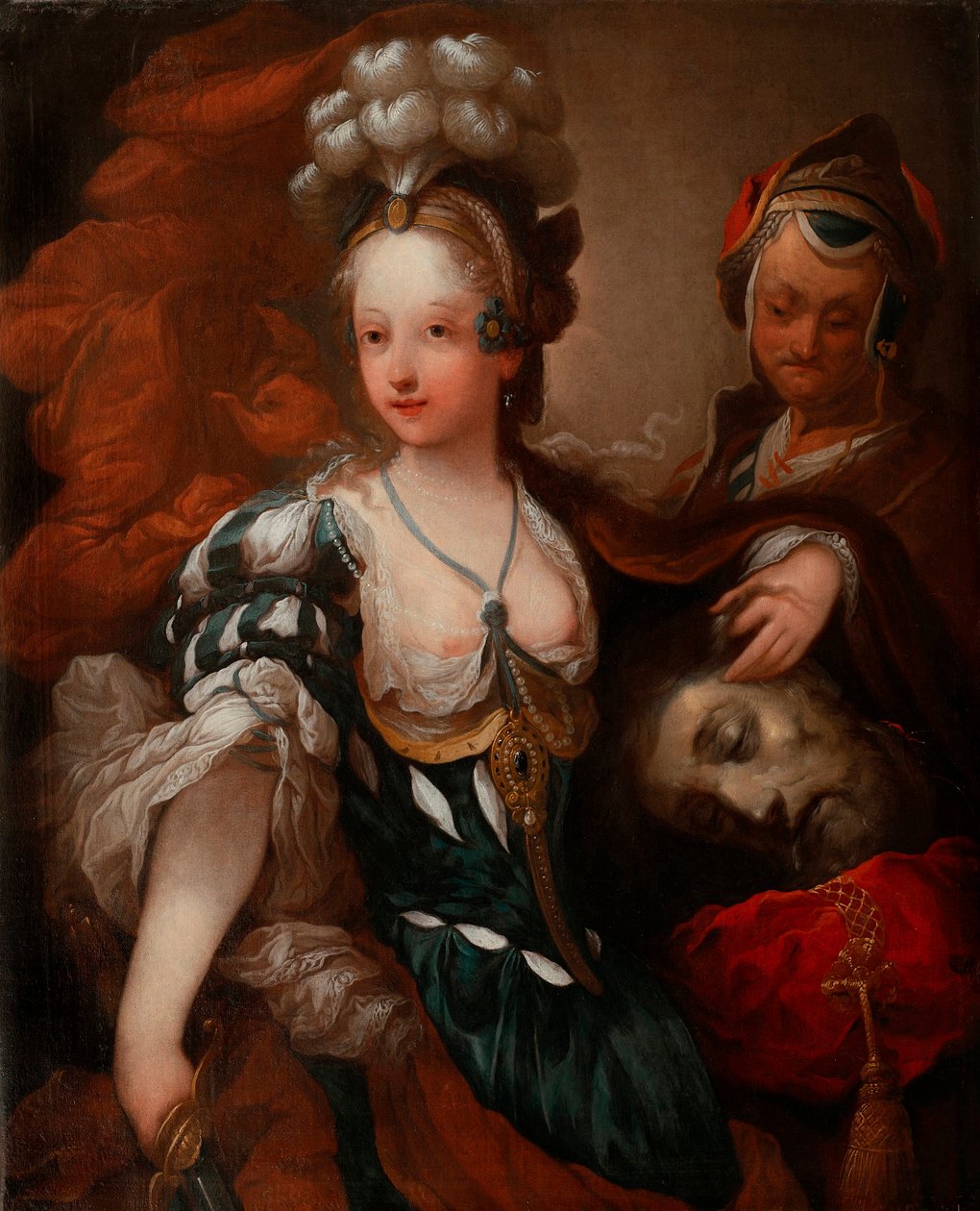 Judith with the Head of Holofernes (Judith with the Head of Holofernes) - Maleri av Alexis Grimou (1678-1733), olje på lerret, midten av 1700-tallet (88x72 cm) - Wilanow Palace Museum, Warszawa (Polen) av Jean Alexis Grimou