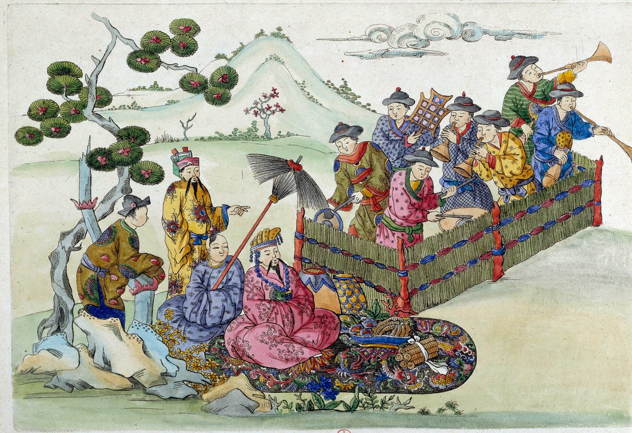 En konsert i hagen. Tegningen kommer fra en kinesisk vase. Maleri av Jean Antoine Fraisse (1700-tallet) av Jean Antoine Fraisse