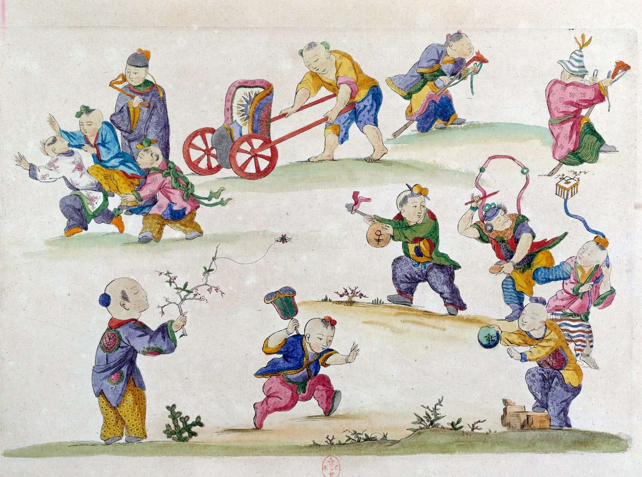 Tegning fra en kinesisk vase: lek for barn. Maleri av Jean Antoine Fraisse (1700-tallet) av Jean Antoine Fraisse