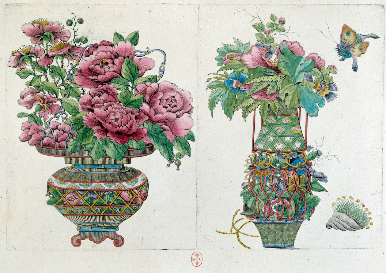 Tegning fra en kinesisk vase: blomsterpotte. Maleri av Jean Antoine Fraisse (1700-tallet) av Jean Antoine Fraisse