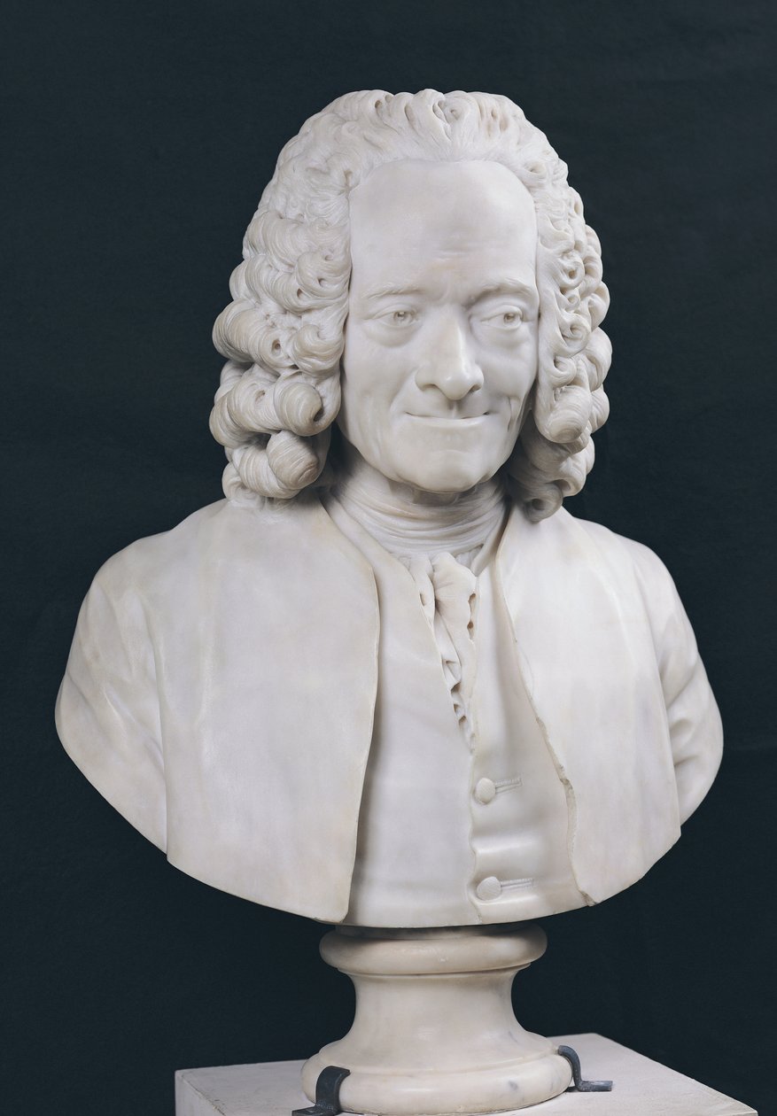 Byste av Francois Marie Arouet de Voltaire (1694-1778) 1778 (marmor) av Jean Antoine Houdon