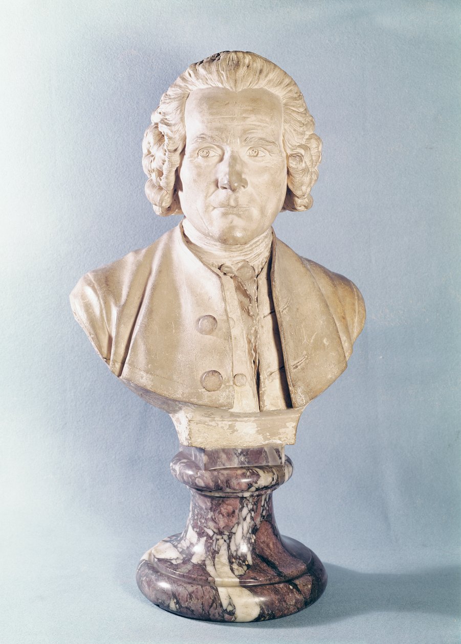 Byste av Jean-Jacques Rousseau (1712-78) (marmor) av Jean Antoine Houdon