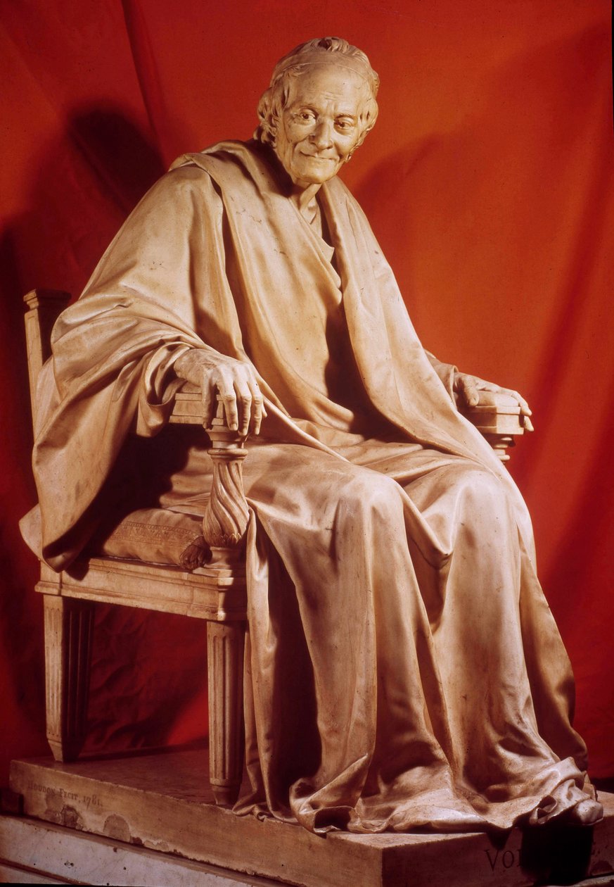 Portrett av Voltaire (Francois Marie Arouet) (1694-1778). Skulptur av Jean Antoine Houdon (1741-1828) Paris fra 1700-tallet, fransk komedie av Jean Antoine Houdon
