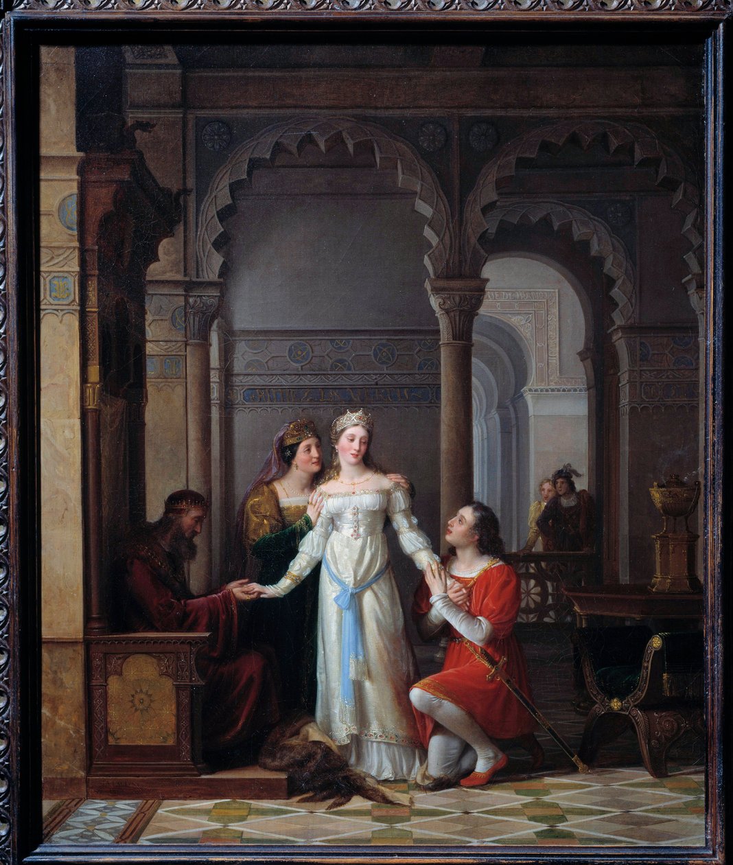 Eselskinn Illustrasjon av historien av Charles Perrault (1628-1703) med samme navn som representerer den unge prinsessen i palasset til hennes far som er forelsket i henne. Maleri av Jean Antoine Laurent (1763-1832) 1819 søn. 0,55x0,45 m Bourg en Bresse, m av Jean Antoine Laurent