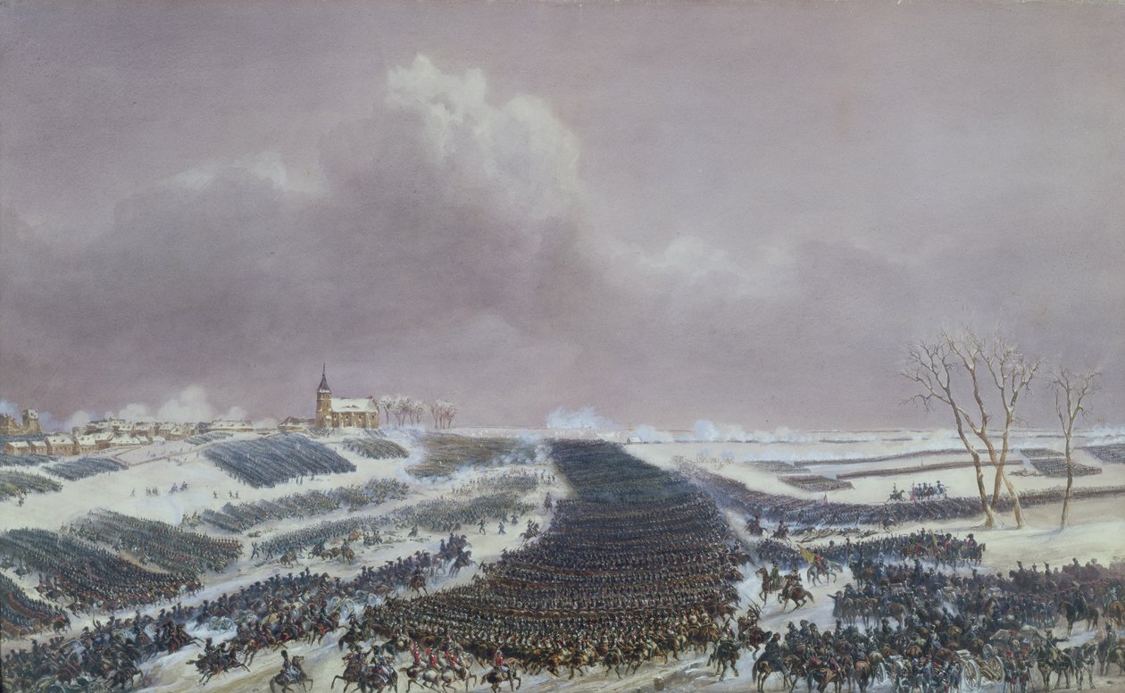 Slaget ved Eylau, 8. februar 1807 (akvarell på papir) av Jean Antoine Simeon Fort