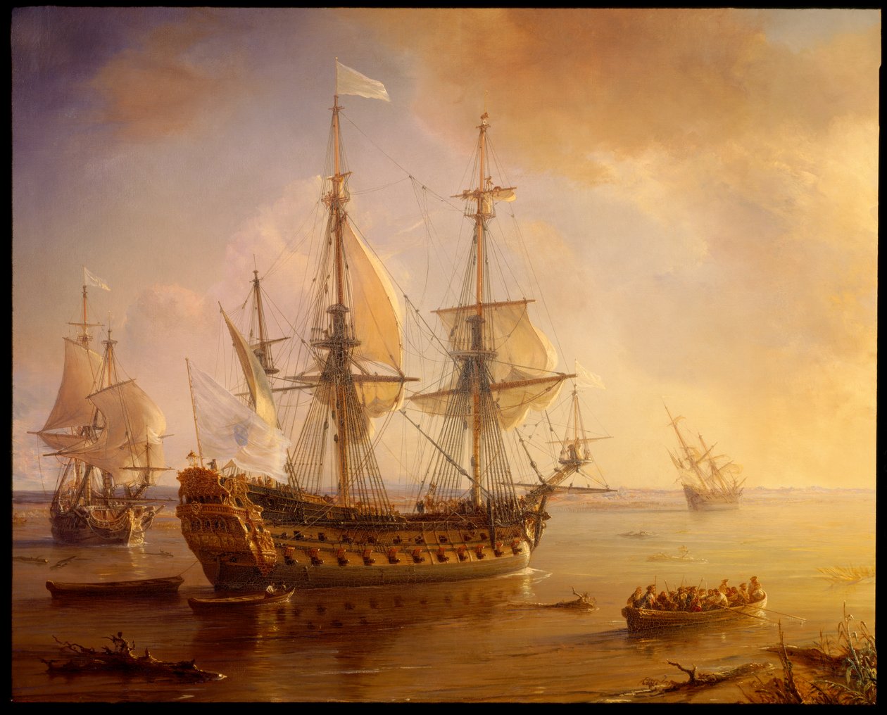 Ekspedisjon av Robert Cavelier de La Salle i Louisiana (skipsdetalj) av Jean Antoine Theodore Gudin
