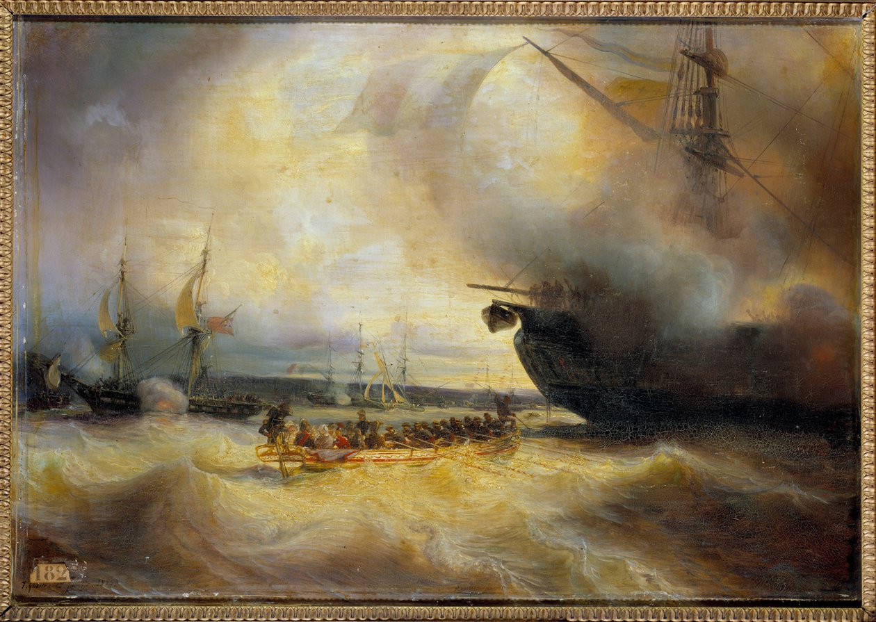 Kong Louis Philippe I og kongefamilien i havnen i Cherbourg 3. september av Jean Antoine Theodore Gudin