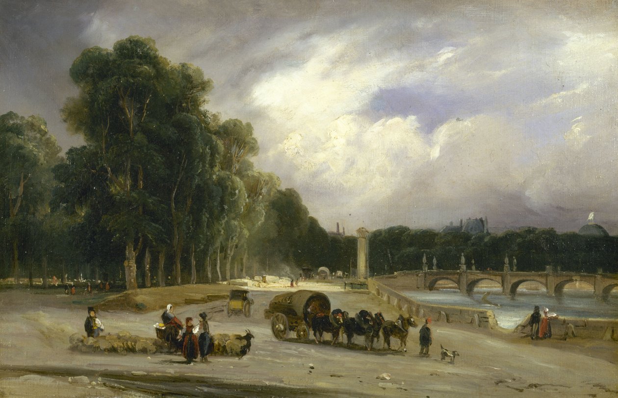 Utsikt over Cours la Reine, ca. 1828 (olje på lerret) av Jean Antoine Theodore Gudin