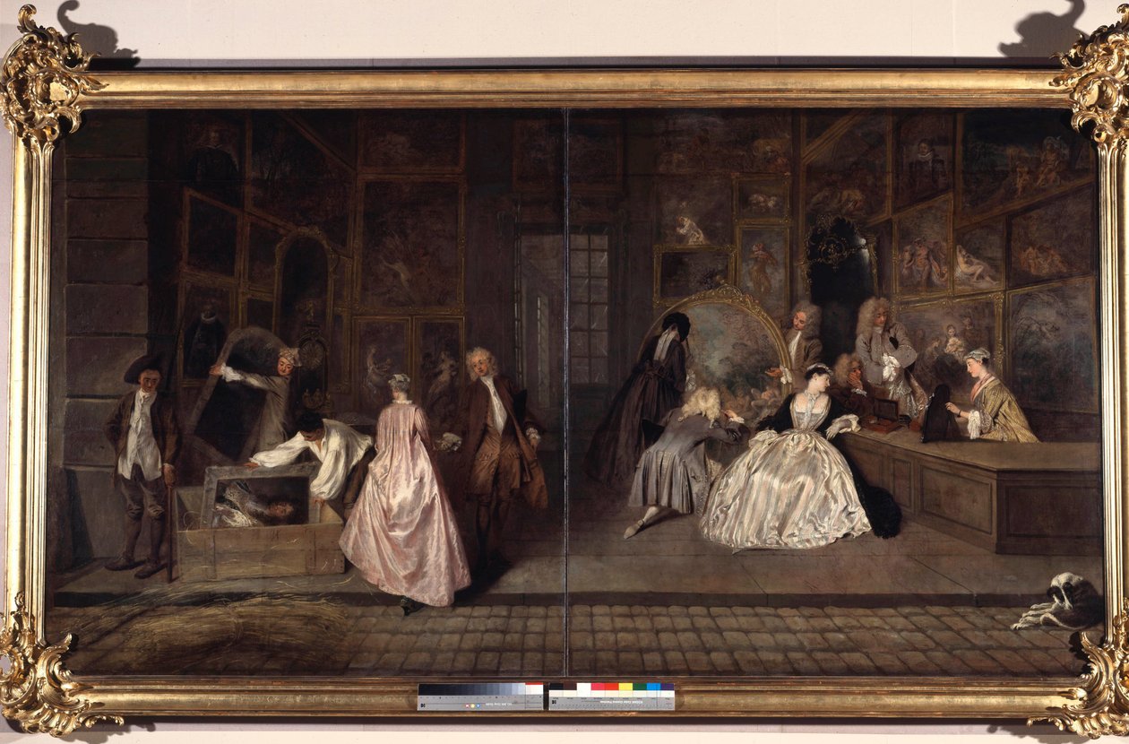 Gersaints tegn. Edme Francois Gersaint (1694-1750) var en kunsthandler. Maleri av Jean Antoine Watteau (1684-1721). 1720. Tyskland, Berlin, Charlottenburg slott av Jean Antoine Watteau