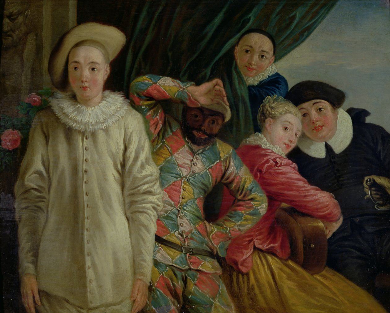 Harlekin, Pierrot og Scapin av Jean Antoine Watteau