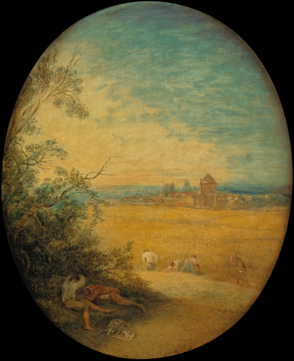 Haymakers in a Field, Summer (olje på lerret) av Jean Antoine Watteau