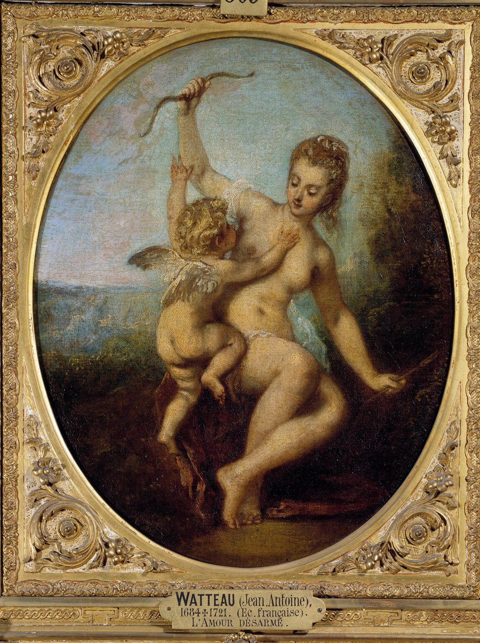 Kjærlighet avvæpner maleri av Jean Antoine Watteau (1684-1721) 1700-tallet av Jean Antoine Watteau