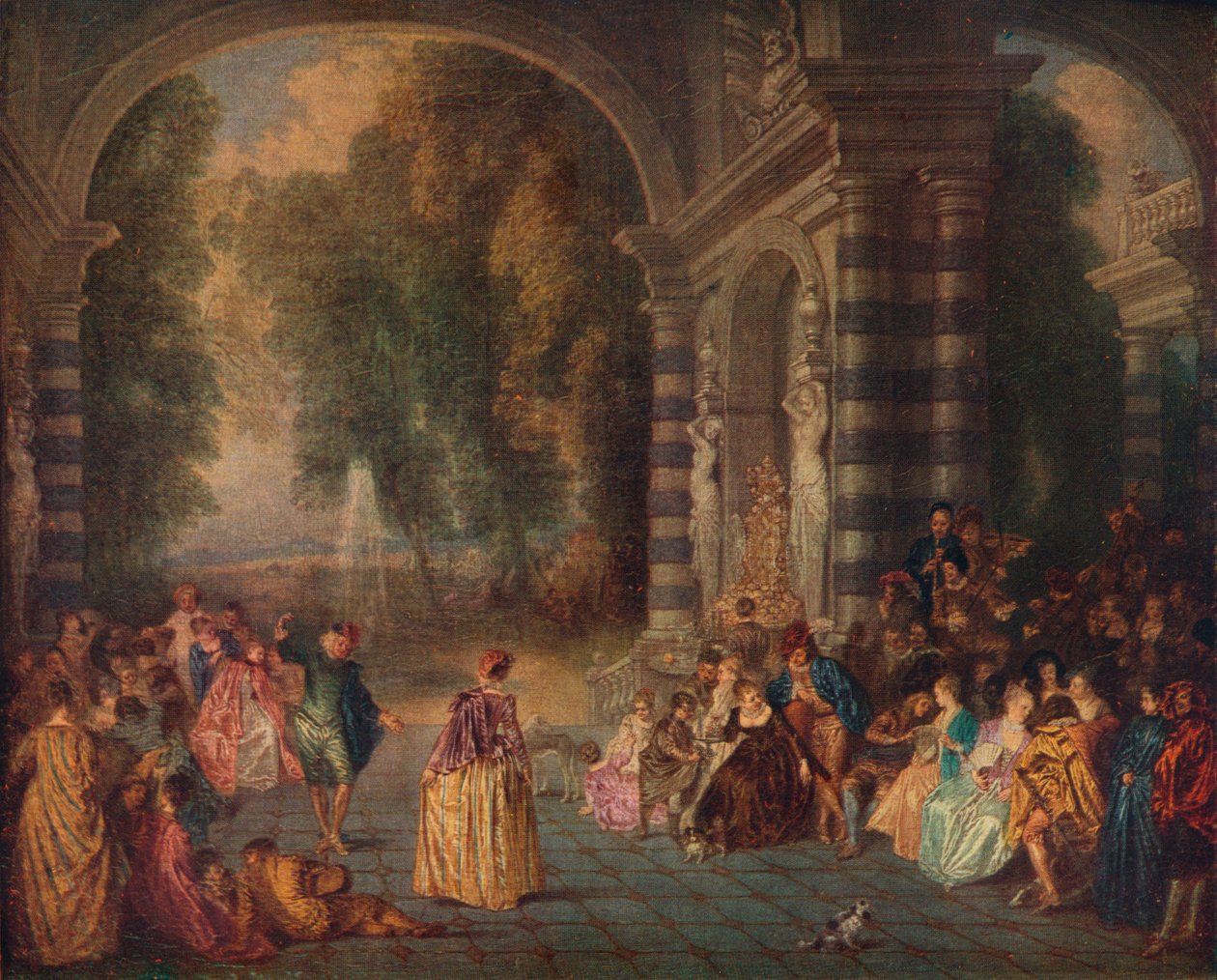 The Pleasures of the Ball Le Bal Champetre, c1717 av Jean Antoine Watteau