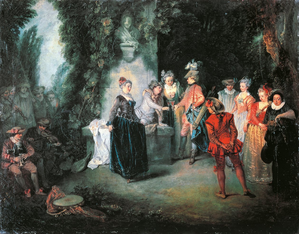 Love in French Theatre, av Jean-Antoine Watteau (1684-1721) av Jean Antoine Watteau