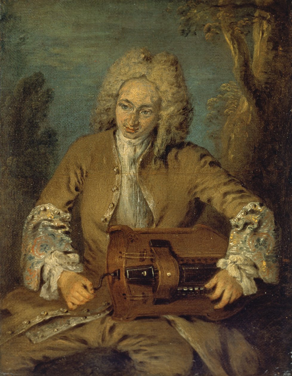 Mann som spiller en Hurdy-Gurdy av Jean Antoine Watteau