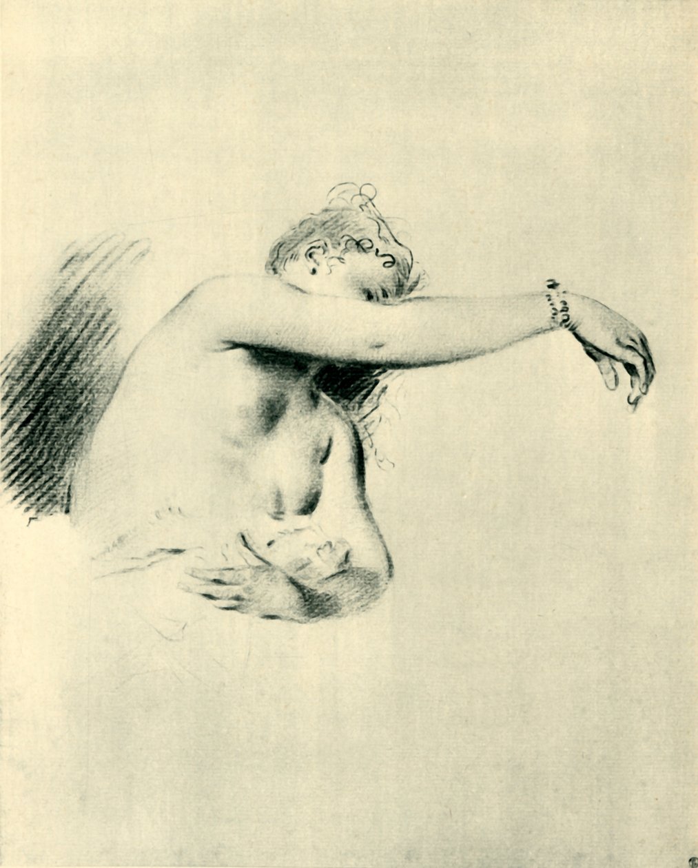 Naken med høyre arm hevet, 1717-1718, 1943. av Jean Antoine Watteau