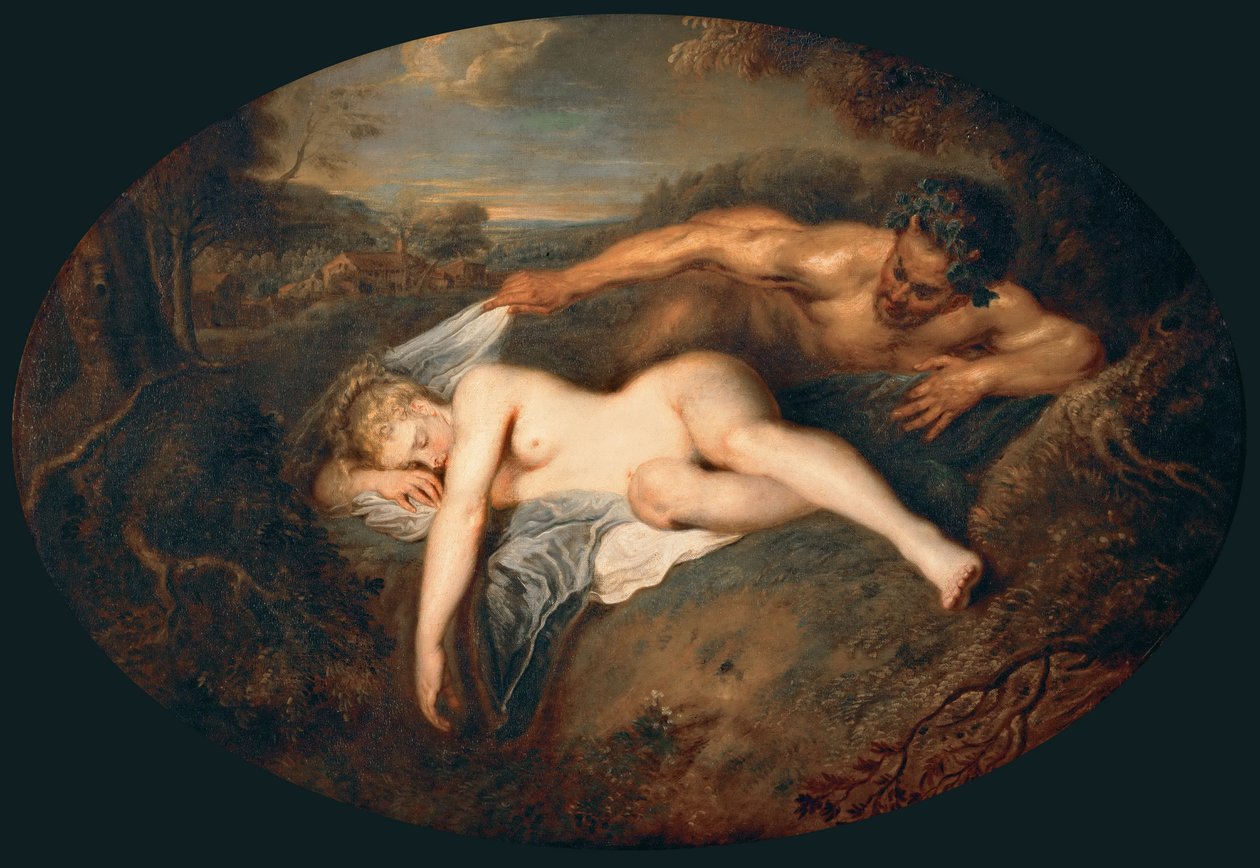 Nymfe og Satyr Jupiter og Antiope av Jean Antoine Watteau