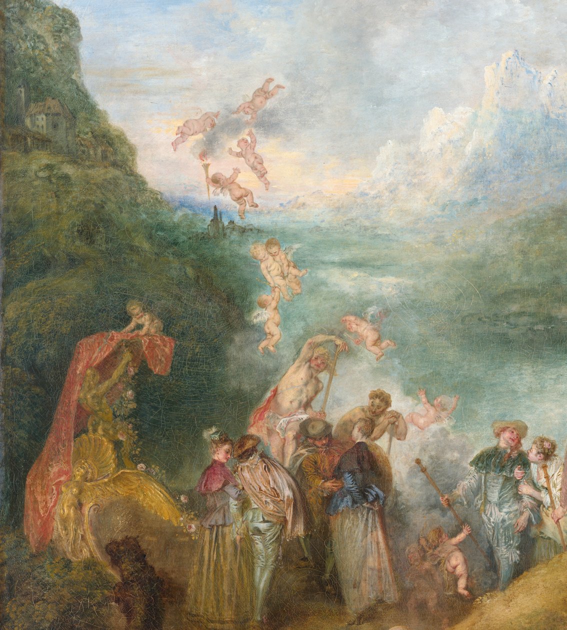 Sithara ombordstigning med pilegrimsreise for Sitera-data: Putti, 2 av Jean Antoine Watteau