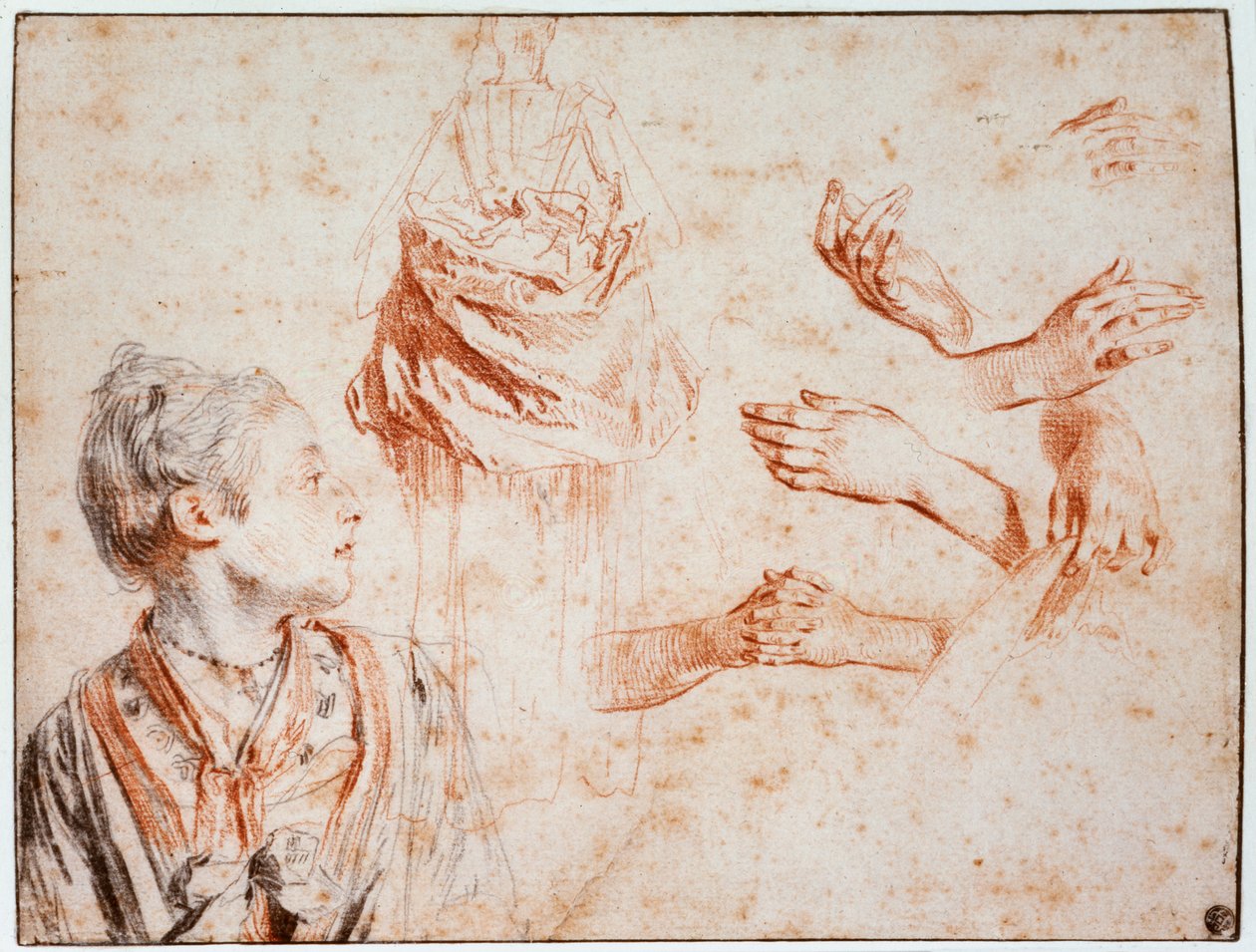 Studie, 1716-1718 av Jean Antoine Watteau