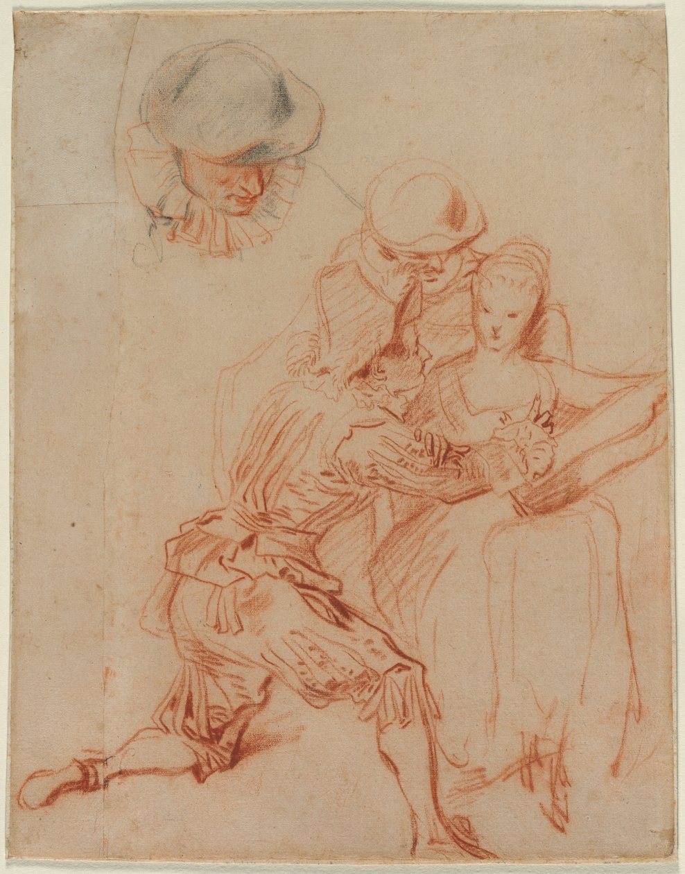 Studie for "The Romancer" av Jean Antoine Watteau