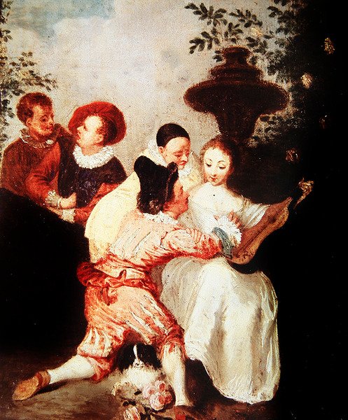 Studie for The Storyteller (se også 182573) av Jean Antoine Watteau