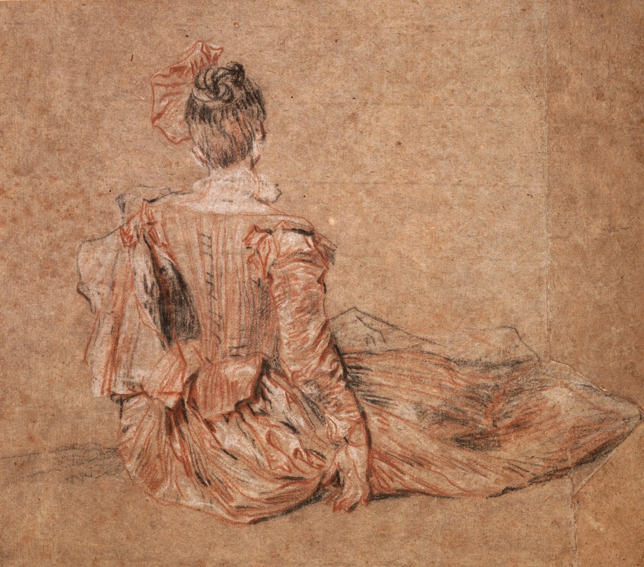 Studie av en kvinne sett fra baksiden av Jean-Antoine Watteau, 1716-1718. av Jean Antoine Watteau