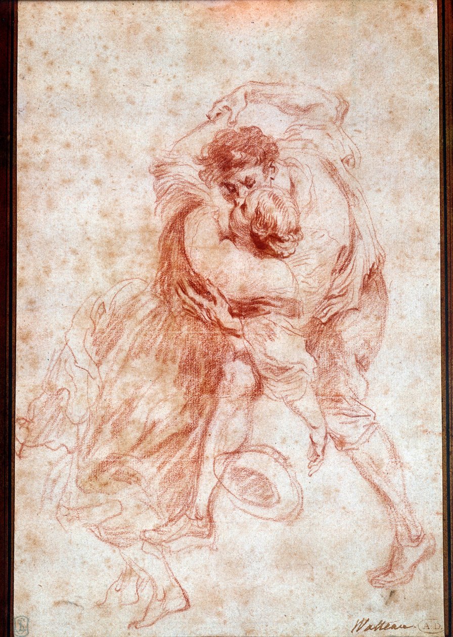 Draw-kysset har blodet til Jean Antoine Watteau (1684-1721). 18. århundre. Paris, Louvre-museet av Jean Antoine Watteau