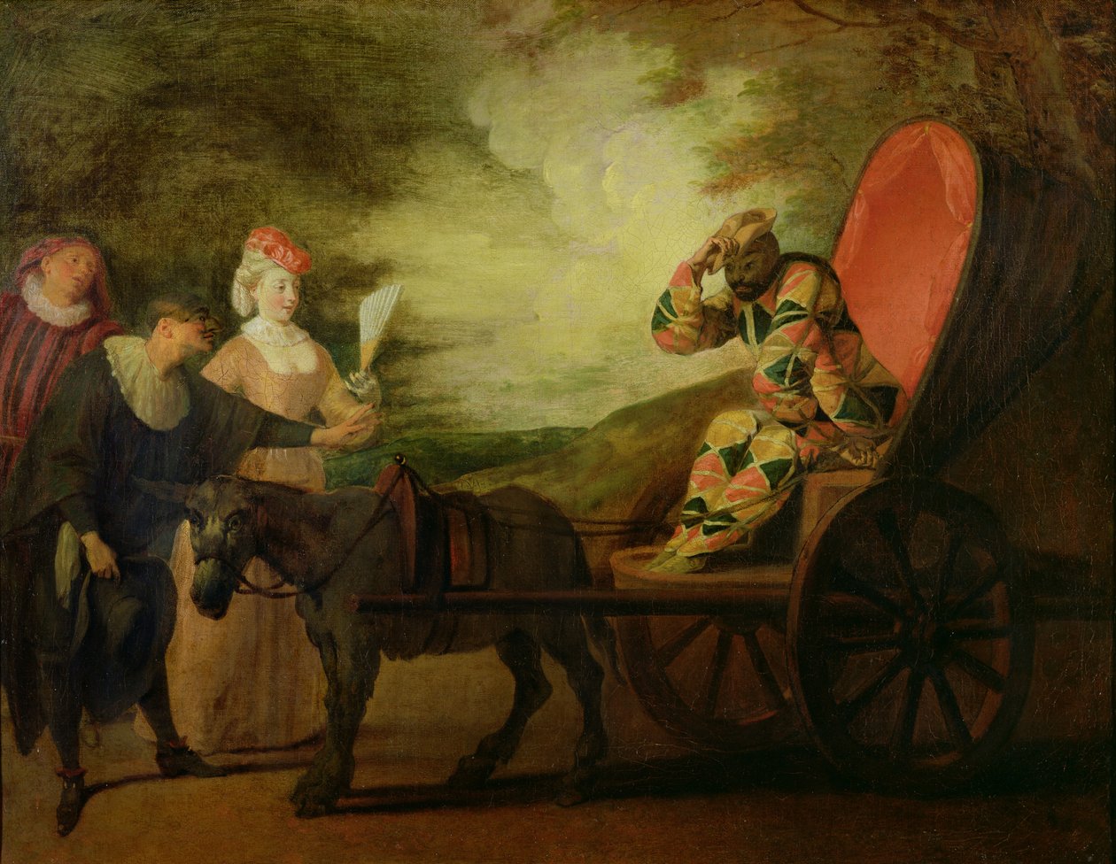 Harlekinen, månens keiser, ca. 1712 av Jean Antoine Watteau