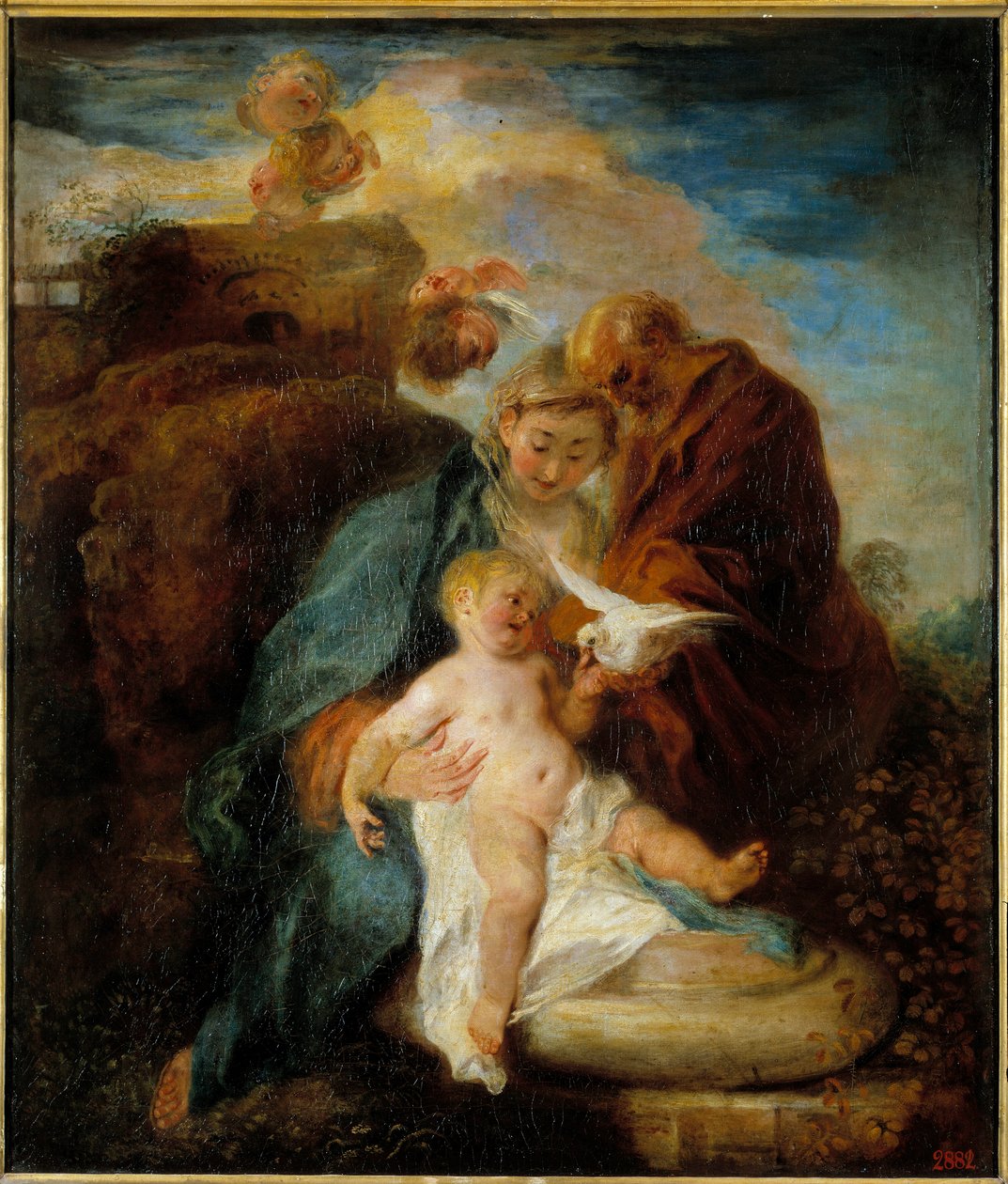 Den hellige familie, resten under flukten til Egypt Maleri av Jean Antoine Watteau (1684-1721) St. Petersburg fra 1700-tallet, Hermitage-museet av Jean Antoine Watteau