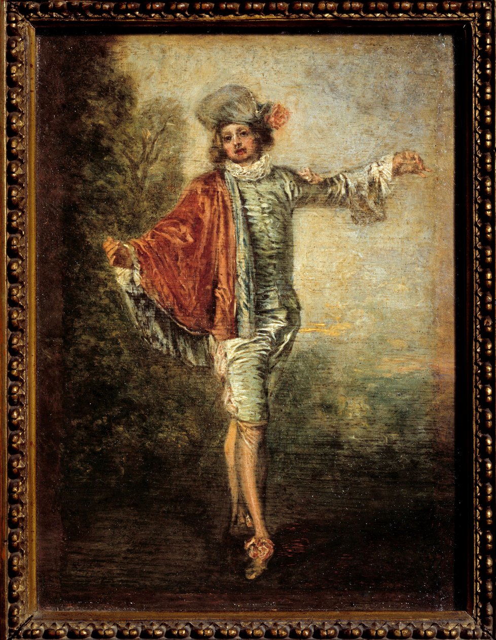 Den likegyldige. Maleri av Jean Antoine Watteau (1684-1721), ca 1717. Olje på tre. Mål: 0,25 X 0,19 m. - Den likegyldige mannen. Maleri av Jean Antoine Watteau (1684-1721), ca. 1717. Olje på tre. 0,25 x 0,19 m. Louvre-museet, Paris av Jean Antoine Watteau