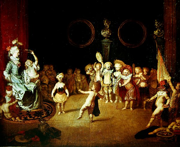 De små skuespillerne, ca. 1706-1708 av Jean Antoine Watteau