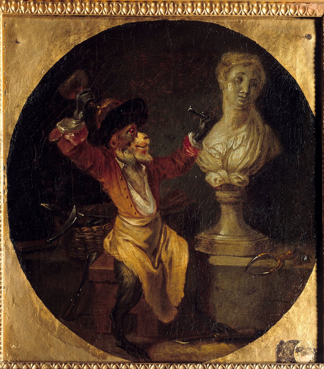 Skulptørapen. Dyr i menneskets posisjon. Maleri av Jean Antoine Watteau (1684-1721) av Jean Antoine Watteau