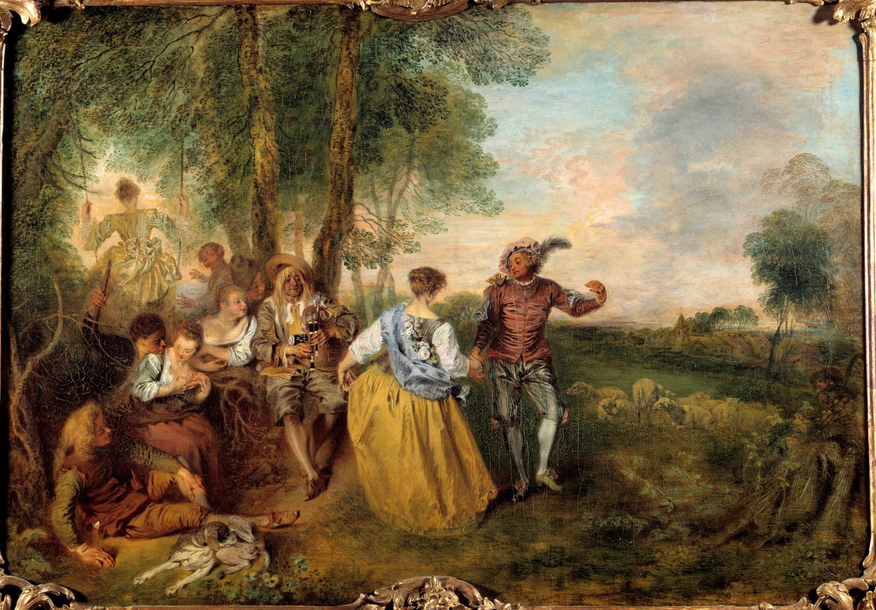 Gjeterne. Maleri av Jean Antoine Watteau (1684-1721) av Jean Antoine Watteau