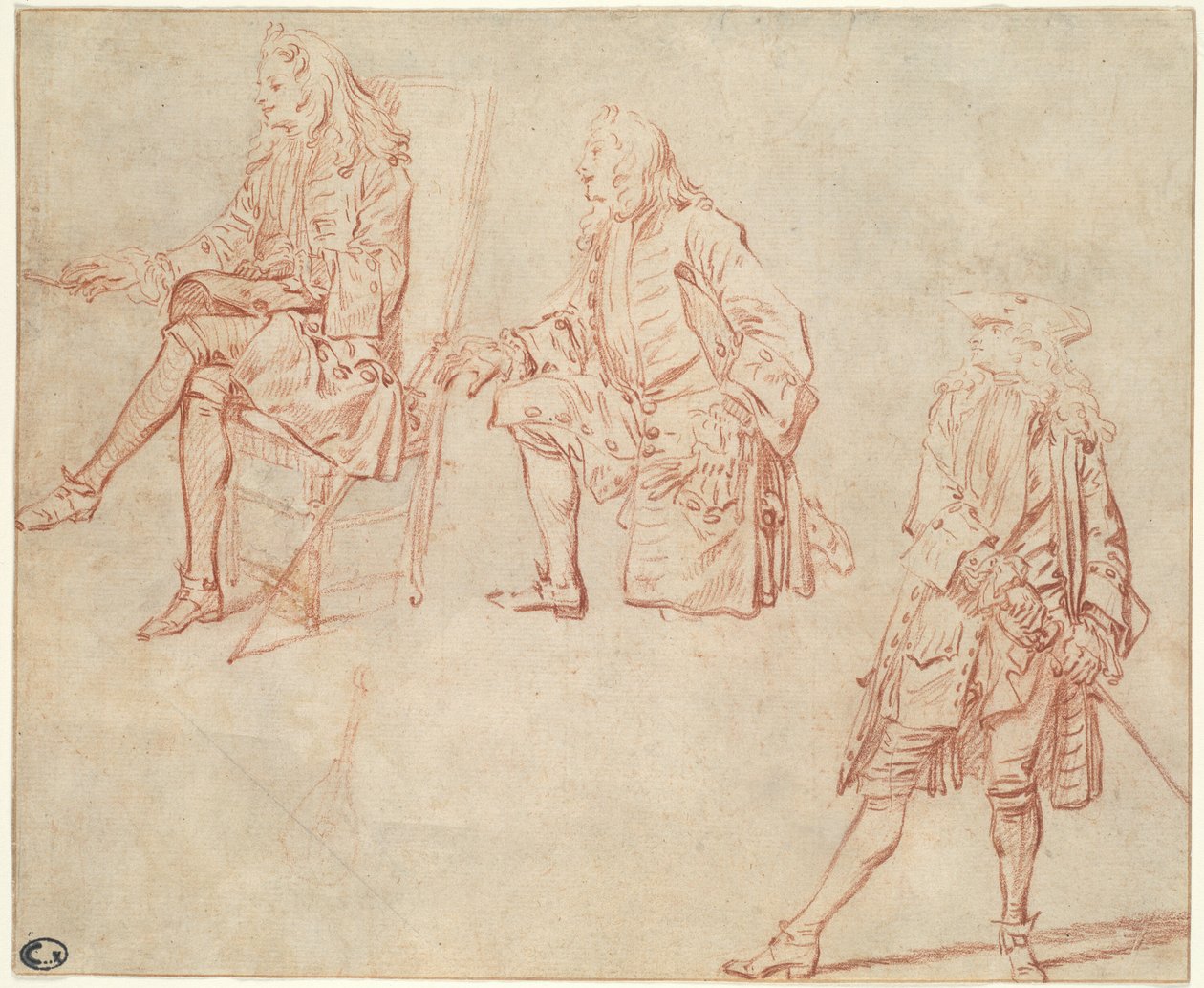 Tre studier av en gentleman av Jean Antoine Watteau