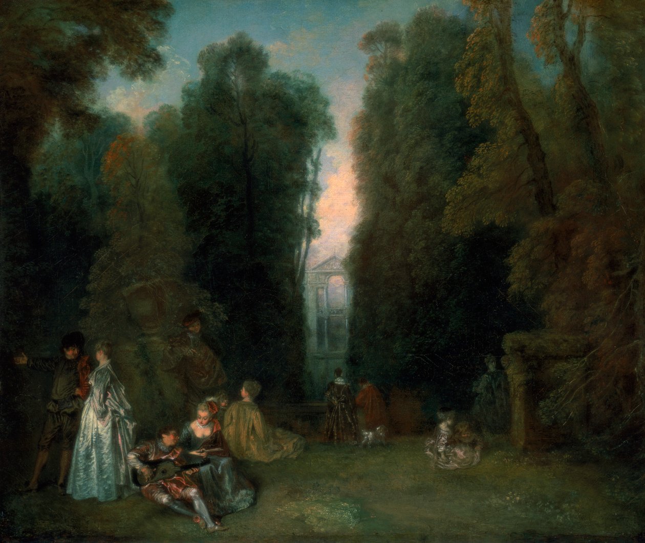 Utsikt gjennom trærne i parken Pierre Crozat, 1715 av Jean Antoine Watteau