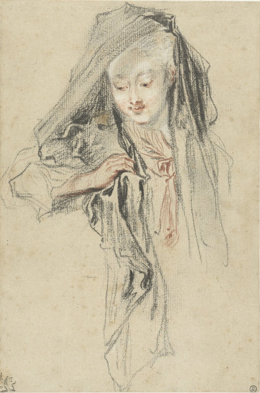 Kvinne med slør av Jean Antoine Watteau