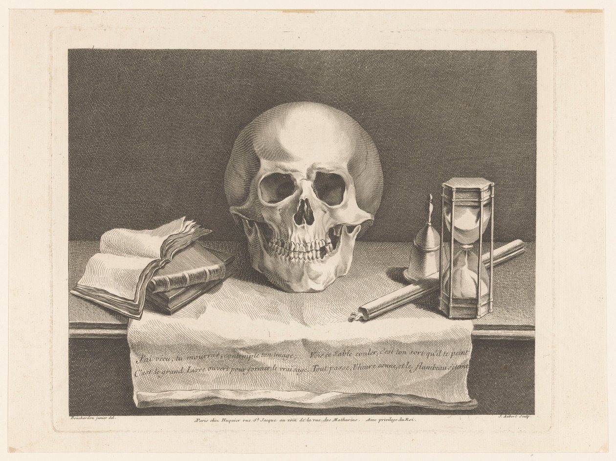 Stilleben med vanitas-symboler av Jean Aubert